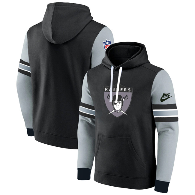 Men's Las Vegas Raiders Black/Grey Pullover Hoodie - Click Image to Close